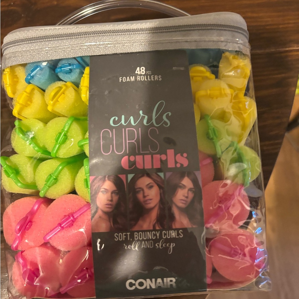 Conair Pink, Green, Yellow Foam Hair Rollers - 48 Pack